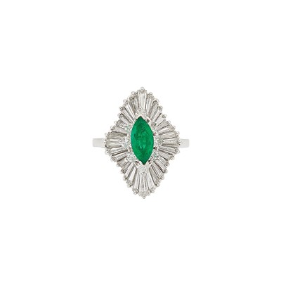Lot 2344 - Platinum, Emerald and Diamond Ring