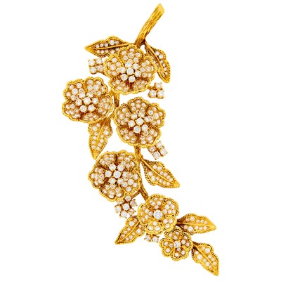 Lot 218 - Boucheron Paris Gold and Diamond Corsage Clip-Brooch