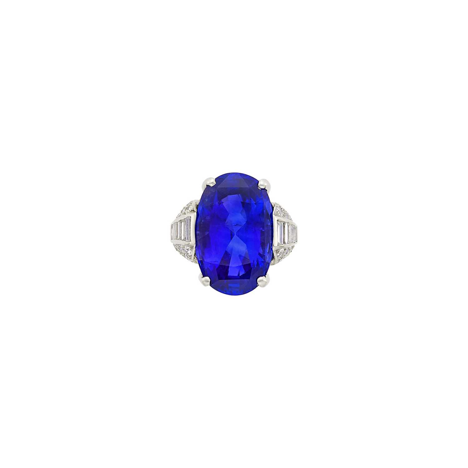 Lot 235 - Bulgari Platinum, Sapphire and Diamond Ring