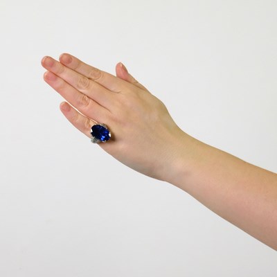 Lot 235 - Bulgari Platinum, Sapphire and Diamond Ring