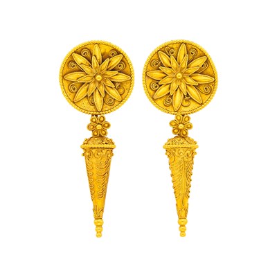 Lot 169 - Ilias Lalaounis Pair of Gold Pendant-Earclips