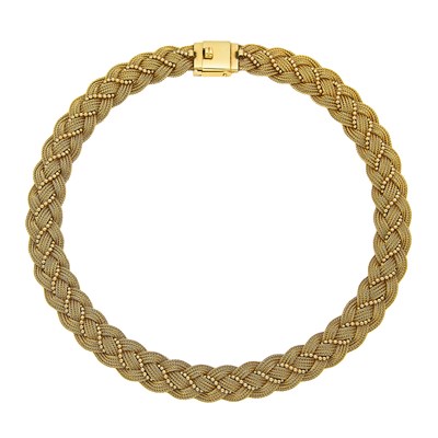 Lot 1068 - Two-Color Braided Gold Mesh Necklace