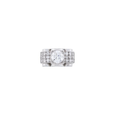 Lot 224 - Platinum, White Gold and Diamond Ring, France