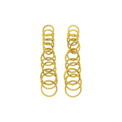 Lot 43 - Buccellati Pair of Gold 'Hawaii' Pendant-Earrings
