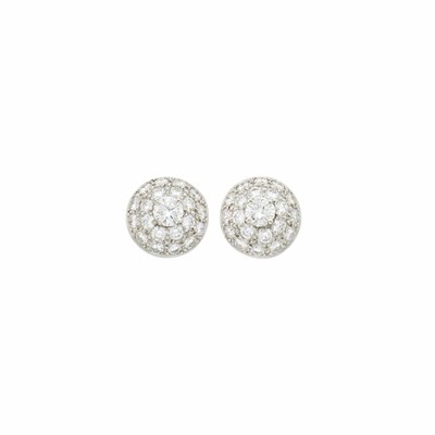 Lot 51 - Pair of Platinum and Diamond Bombé Earrings