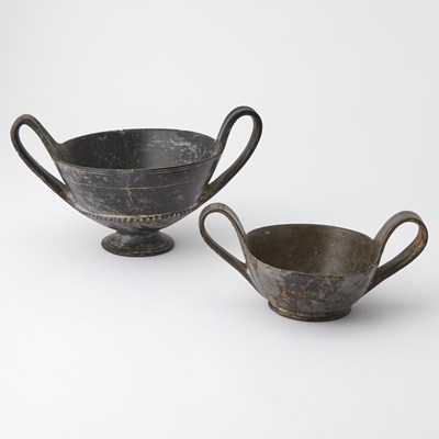 Lot 110 - Pair of Antique Style Pottery Two-Handled Cups