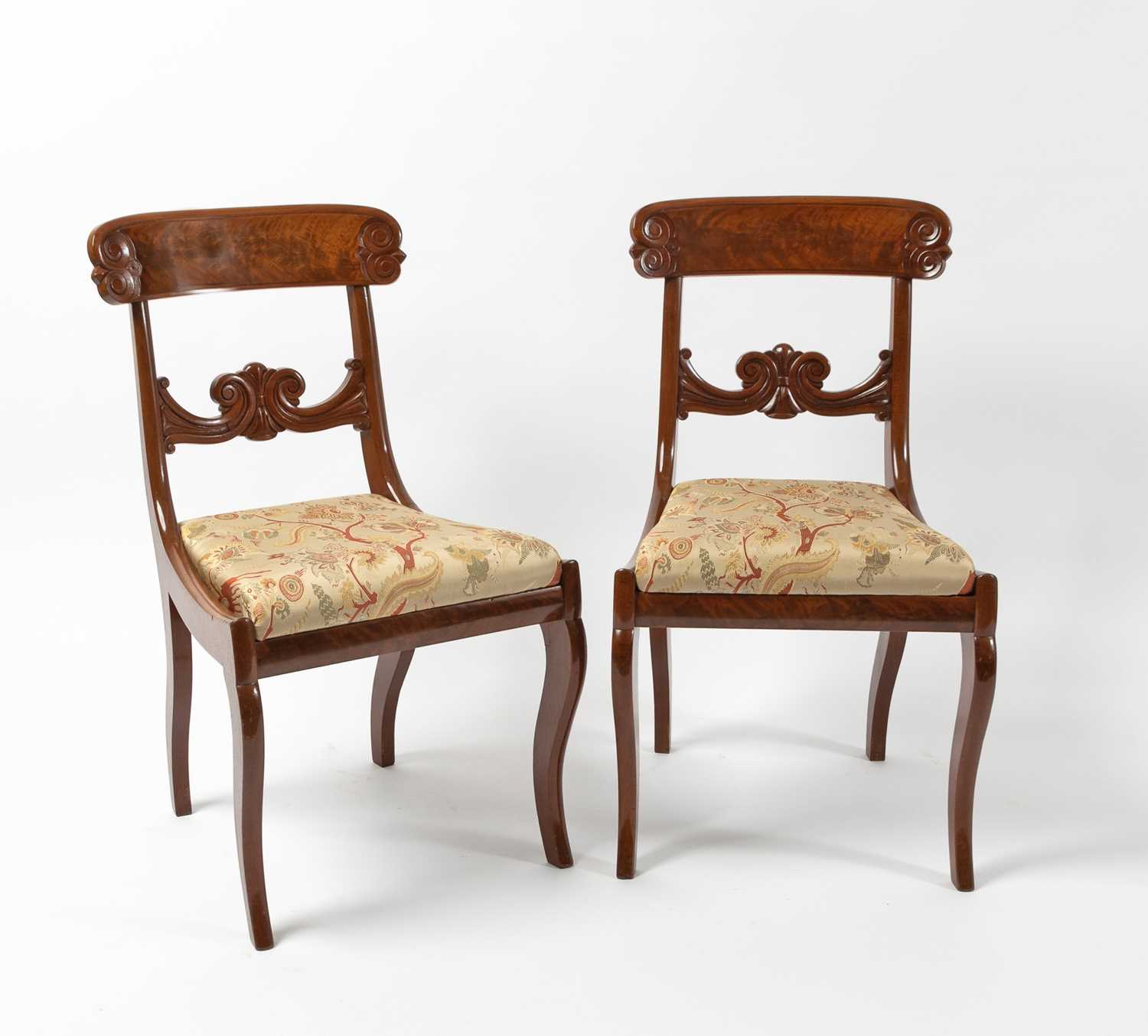 Lot 1053 - Pair of Classical Mahogany Side Chairs