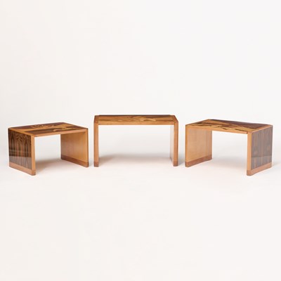 Lot 228 - Emile Gallé Nest of Three Marquetry Mixed Woods Inlaid Tables