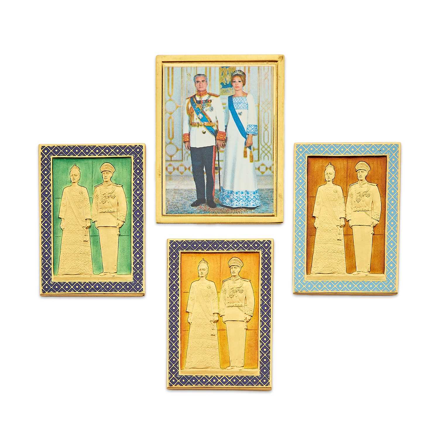 Lot 28 - Iran Gold and Enameled Coronation Medallions