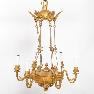 Lot 158 - Louis XVI Style Gilt-Bronze Six Light Chandelier