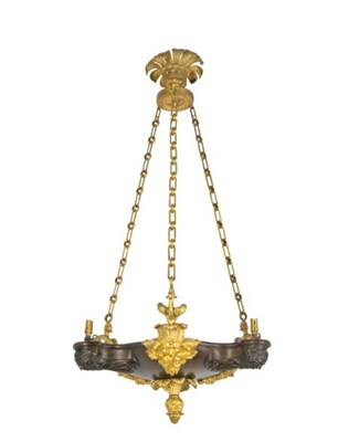 Lot 376 - Louis-Philippe Bronze and Ormolu Mounted Three-Light Chandelier