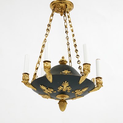 Lot 354 - Empire Ormolu and Patinated Bronze Six-Light Chandelier