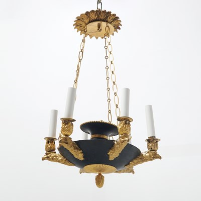 Lot 345 - Empire Ormolu and Patinated Bronze Six-Light Chandelier