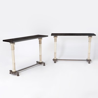 Lot 176 - Pair of Maison Jansen Bronze and Marble Consoles