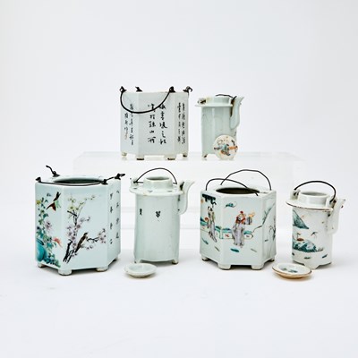 Lot 127 - A Group Five Chinese Enameled Porcelain Teapots