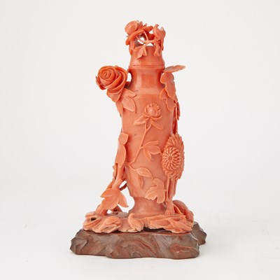 Lot 6 - A Chinese Carved Coral Vase and Cover