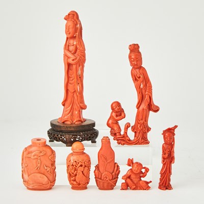 Lot 5 - Seven Chinese Coral Carvings