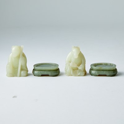Lot 62 - A Group of Twelve Chinese White Jade Zodiac Figures and Stands