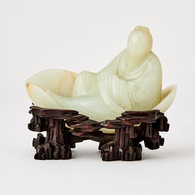 Lot 58 - A Chinese White Jade Carving of Li Bai
