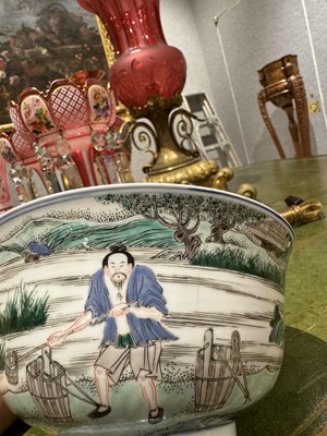 Lot 192 - A Rare Chinese Famille Verte 'Rice Production' Porcelain Bowl
