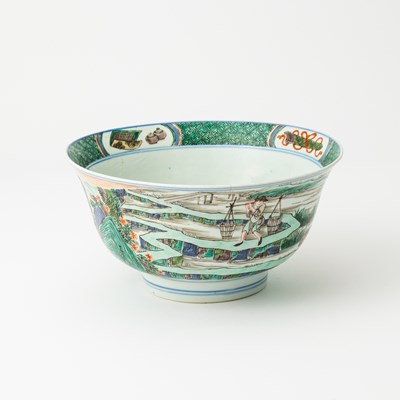 Lot 192 - A Rare Chinese Famille Verte 'Rice Production' Porcelain Bowl