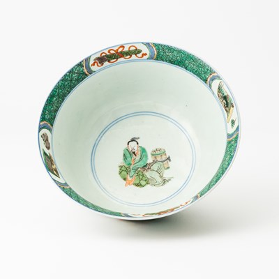 Lot 192 - A Rare Chinese Famille Verte 'Rice Production' Porcelain Bowl
