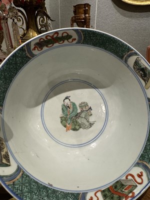 Lot 192 - A Rare Chinese Famille Verte 'Rice Production' Porcelain Bowl
