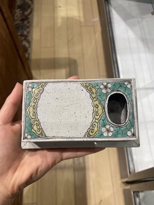 Lot 173 - A Rare Chinese Famille Verte Biscuit Porcelain Cased Inkstone