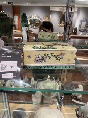 Lot 173 - A Rare Chinese Famille Verte Biscuit Porcelain Cased Inkstone