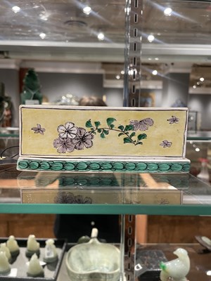 Lot 173 - A Rare Chinese Famille Verte Biscuit Porcelain Cased Inkstone