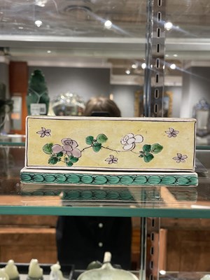Lot 173 - A Rare Chinese Famille Verte Biscuit Porcelain Cased Inkstone
