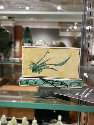 Lot 173 - A Rare Chinese Famille Verte Biscuit Porcelain Cased Inkstone