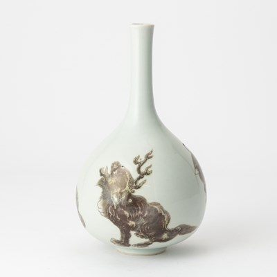 Lot 187 - A Fine Chinese White and Copper Red Glazed Porcelain Bottle Vase