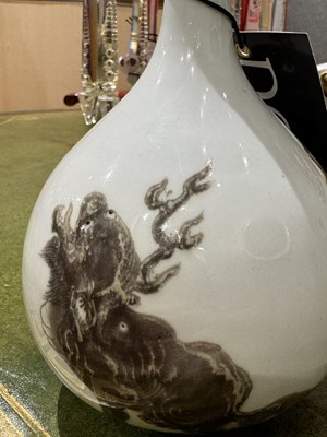 Lot 187 - A Fine Chinese White and Copper Red Glazed Porcelain Bottle Vase