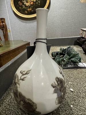 Lot 187 - A Fine Chinese White and Copper Red Glazed Porcelain Bottle Vase