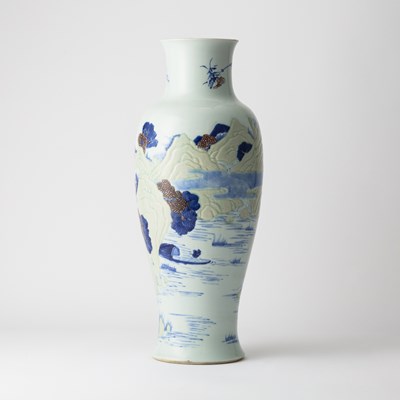 Lot 195 - A Fine Chinese Blue, Copper Red and Celadon Glazed Porcelain Vase