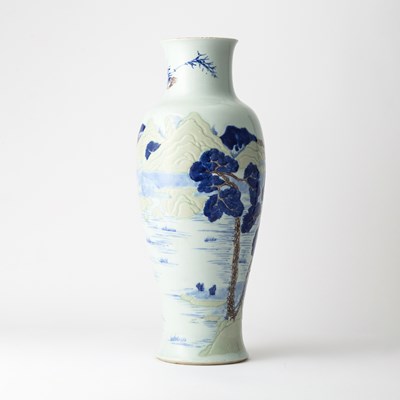 Lot 195 - A Fine Chinese Blue, Copper Red and Celadon Glazed Porcelain Vase