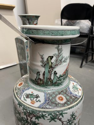 Lot 191 - An Exceptional Chinese Famille Verte Porcelain Rouleau Vase