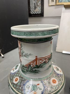 Lot 191 - An Exceptional Chinese Famille Verte Porcelain Rouleau Vase