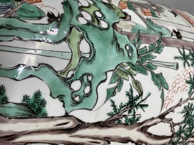 Lot 191 - An Exceptional Chinese Famille Verte Porcelain Rouleau Vase