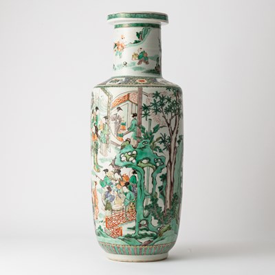 Lot 191 - An Exceptional Chinese Famille Verte Porcelain Rouleau Vase