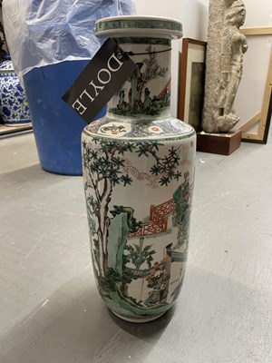 Lot 191 - An Exceptional Chinese Famille Verte Porcelain Rouleau Vase