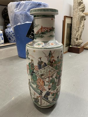 Lot 191 - An Exceptional Chinese Famille Verte Porcelain Rouleau Vase