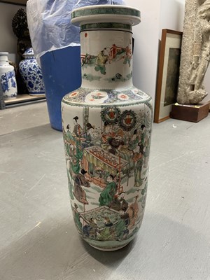 Lot 191 - An Exceptional Chinese Famille Verte Porcelain Rouleau Vase