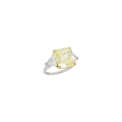 Lot 227 - Platinum, Gold, Fancy Yellow Diamond and Diamond Ring