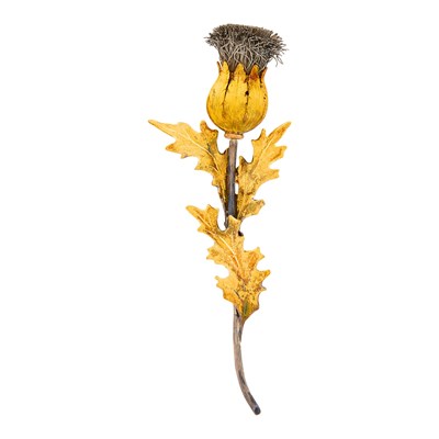 Lot 41 - Buccellati Gold and Silver Thistle Clip-Brooch