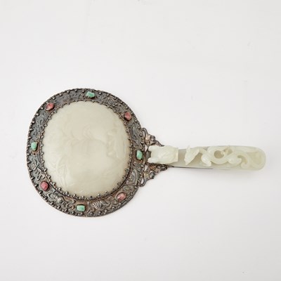 Lot 75 - A Chinese White Jade and Silver Hand Mirror