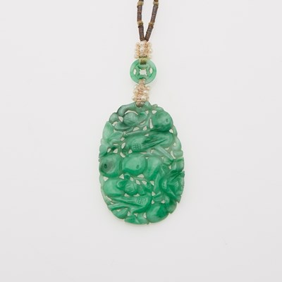 Lot 13 - A Chinese Jadeite and Coral Necklace