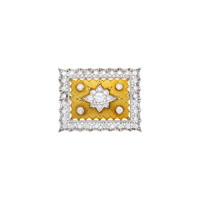 Lot 44 - Mario Buccellati Two-Color Gold and Diamond Brooch