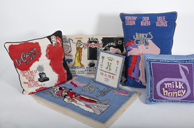 Lot 193 - A Group of Needlepoint Pillows Embroidered with Jerry Herman Musicals